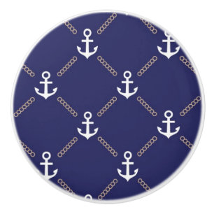 Bouton De Porte En Céramique Motif d'Ancre