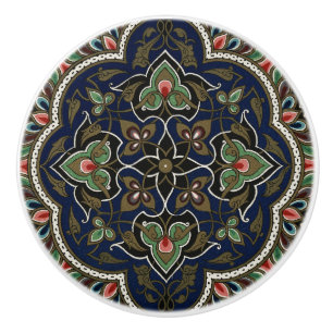 Bouton De Porte En Céramique Motif d'Arabie vintage