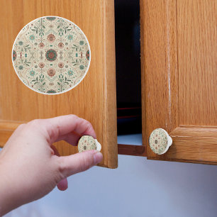 Bouton De Porte En Céramique Motif de Boho Herbs