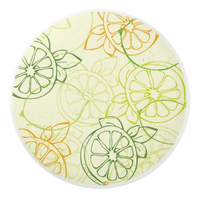 Bouton De Porte En Céramique Motif de citron (Devant)