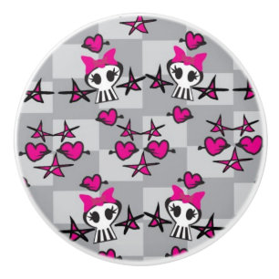Bouton De Porte En Céramique Motif de crânes d'Emo