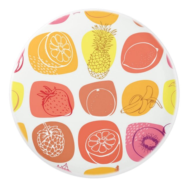 Bouton De Porte En Céramique Motif de fruit (Devant)