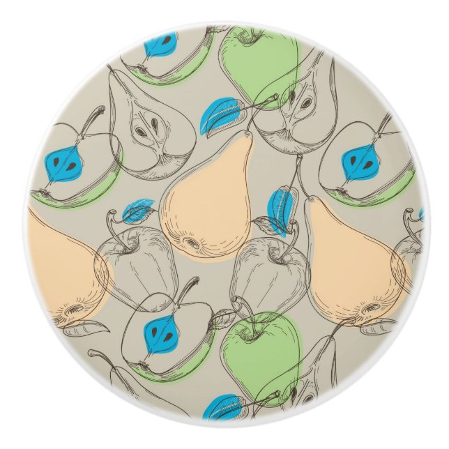 Bouton De Porte En Céramique Motif de fruits (Devant)