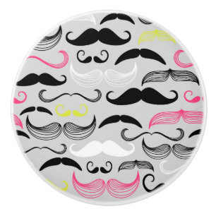 Bouton De Porte En Céramique Motif de moustache, rétro style