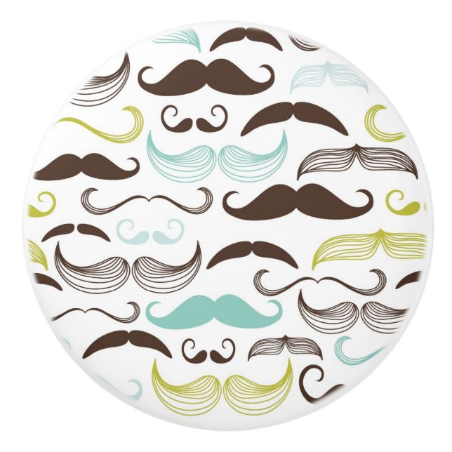 Bouton De Porte En Céramique Motif de moustache, rétro style 2 (Devant)