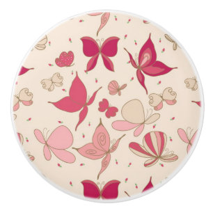 Bouton De Porte En Céramique motif de papillon 2