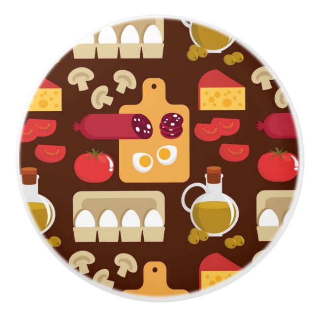 Bouton De Porte En Céramique Motif de pizza (Devant)