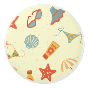 Bouton De Porte En Céramique Motif de plage d'été
