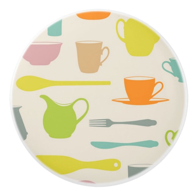Bouton De Porte En Céramique Motif de plats (Devant)