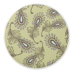 Bouton De Porte En Céramique Motif de plume