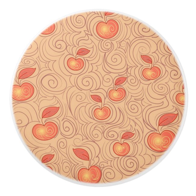 Bouton De Porte En Céramique Motif de pommes (Devant)