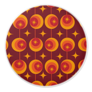 Bouton De Porte En Céramique Motif de Starbursts du milieu du siècle sur les ce