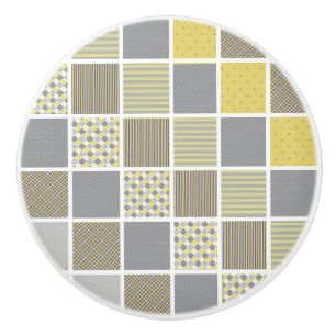 Bouton De Porte En Céramique Motif de surface composée jaune et gris