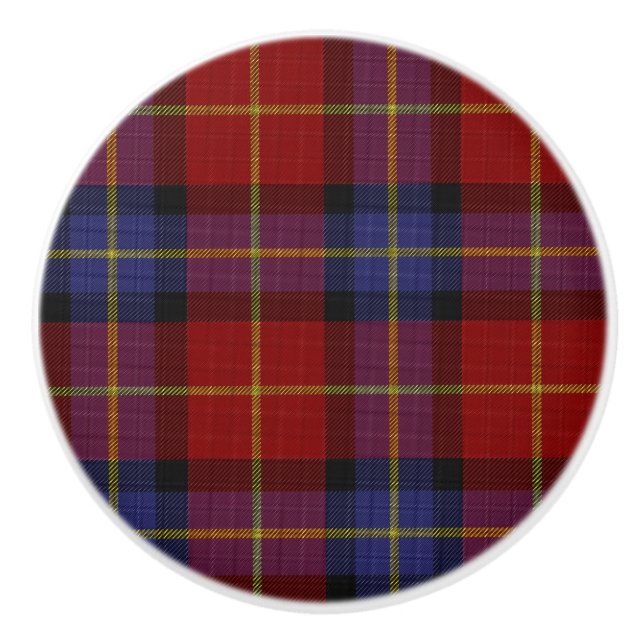 Bouton De Porte En Céramique Motif de tartan (Devant)