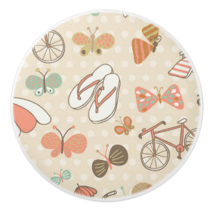 Bouton De Porte En Céramique Motif de vacances d'été