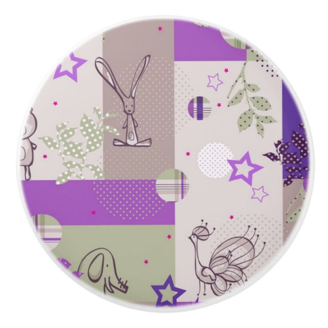 Bouton De Porte En Céramique Motif d'édredon de bébé (Devant)