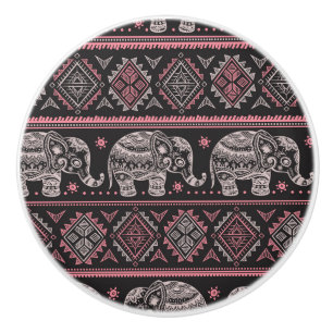 Bouton De Porte En Céramique Motif d'éléphant noir