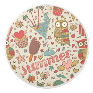 Bouton De Porte En Céramique Motif D'Été Avec Glace