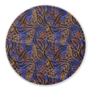 Bouton De Porte En Céramique Motif d'impression Leopard et Zebra
