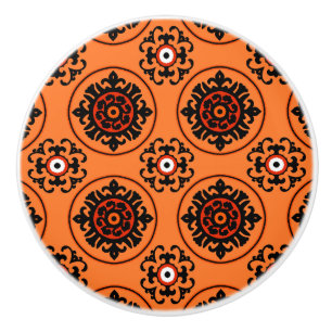 Bouton De Porte En Céramique Motif d'Orange Suzani