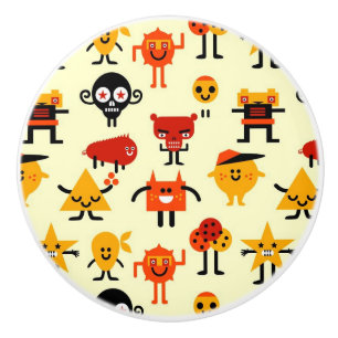 Bouton De Porte En Céramique Motif drôle de monstres