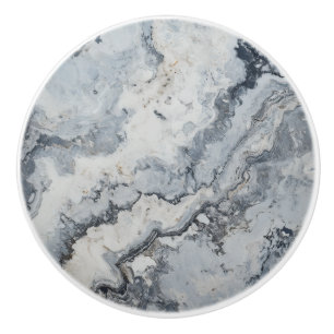 Bouton De Porte En Céramique Motif en marbre gris