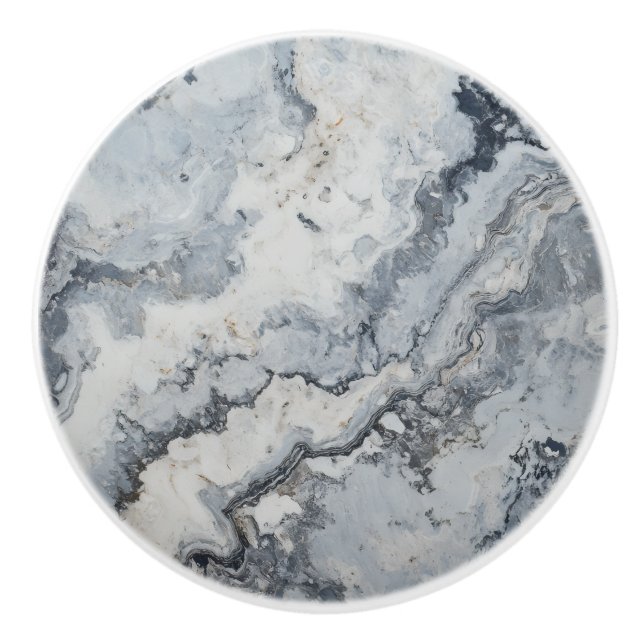 Bouton De Porte En Céramique Motif en marbre gris (Devant)