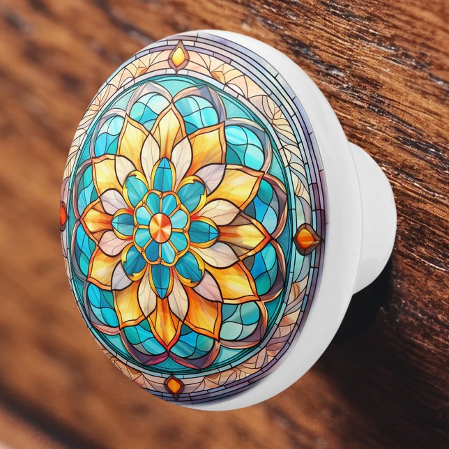 Bouton De Porte En Céramique Motif en verre Vintage coloré (Créateur téléchargé)
