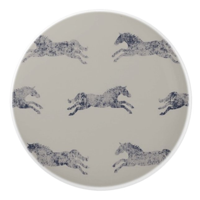 Bouton De Porte En Céramique Motif équestre classique (Devant)