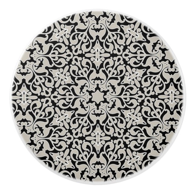 Bouton De Porte En Céramique Motif floral arabe (Devant)