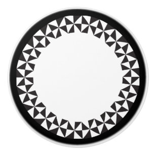 Bouton De Porte En Céramique Motif géométrique   Blanc et noir