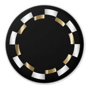 Bouton De Porte En Céramique Motif géométrique   Or, blanc et noir