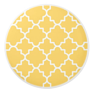 Bouton De Porte En Céramique Motif jaune de Quatrefoil