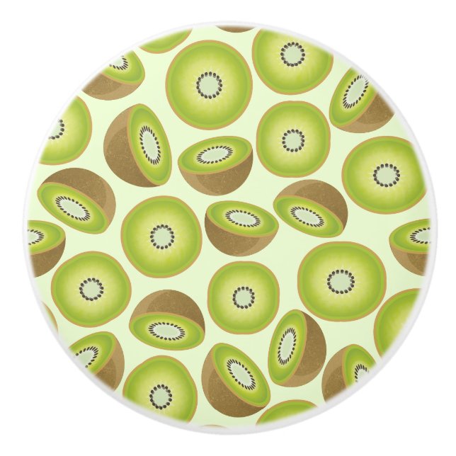 Bouton De Porte En Céramique Motif Kiwi coupé (Devant)
