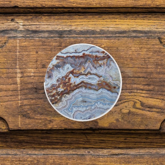 Bouton De Porte En Céramique Motif Lace Agate Rock (In Situ)