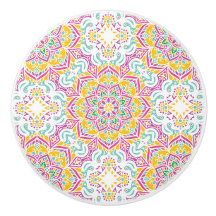 Bouton De Porte En Céramique Motif Mandala