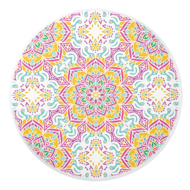 Bouton De Porte En Céramique Motif Mandala (Devant)