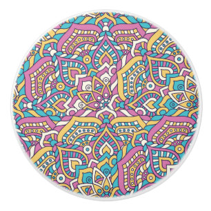 Bouton De Porte En Céramique Motif Mandala