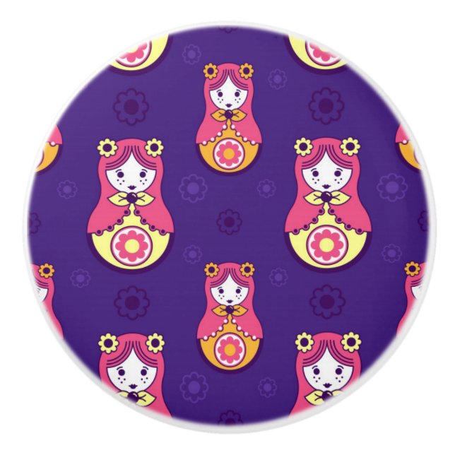 Bouton De Porte En Céramique Motif Matreshka (Devant)