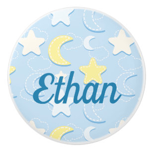 Bouton De Porte En Céramique Motif Moon & Stars