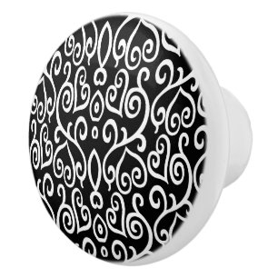 Bouton De Porte En Céramique Motif noir et blanc