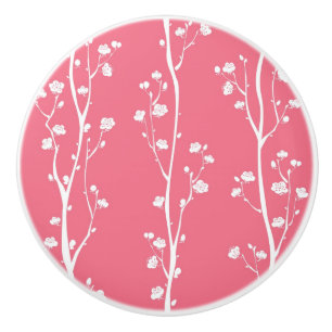 Bouton De Porte En Céramique Motif oriental de fleur de prune
