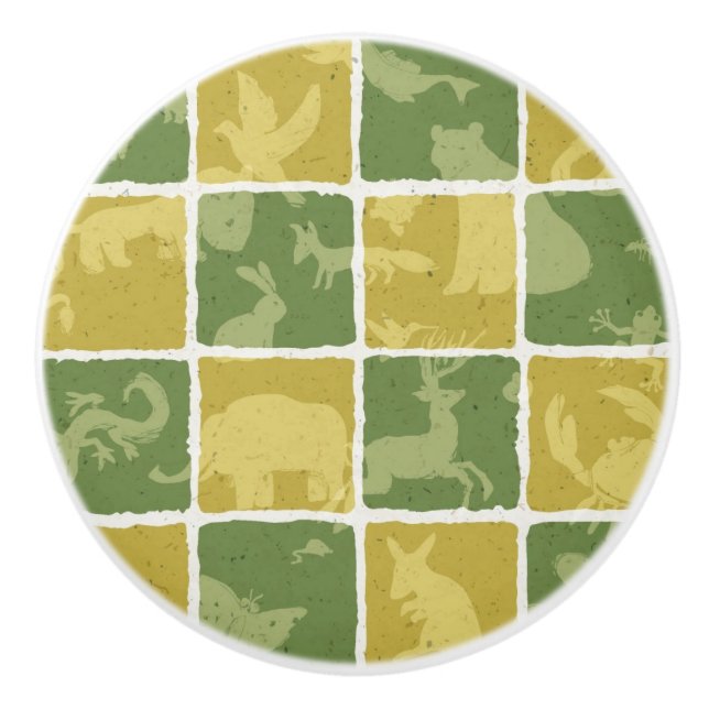 Bouton De Porte En Céramique motif orienté de zoo (Devant)