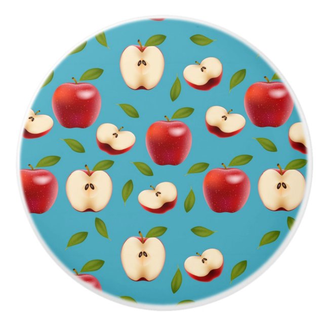 Bouton De Porte En Céramique Motif Red Apple (Devant)