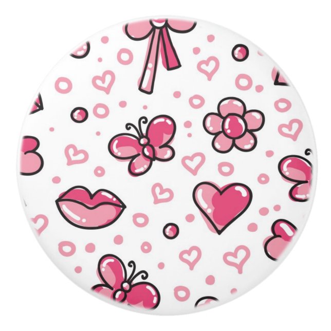 Bouton De Porte En Céramique motif romantique (Devant)