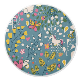 Bouton De Porte En Céramique Motif romantique abstrait avec la bande dessinée