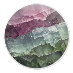 Bouton De Porte En Céramique Motif Tourmaline Vert rose