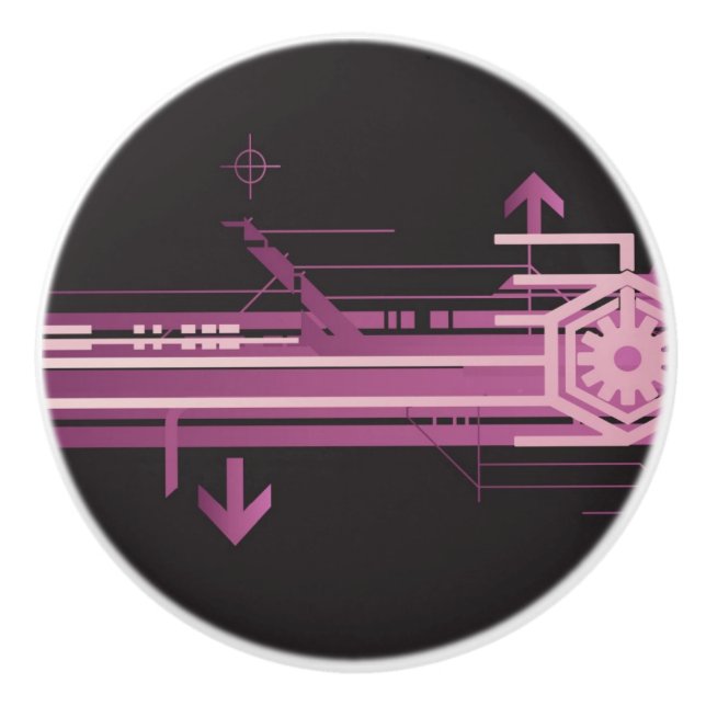 Bouton De Porte En Céramique Motif tramé technique (Devant)