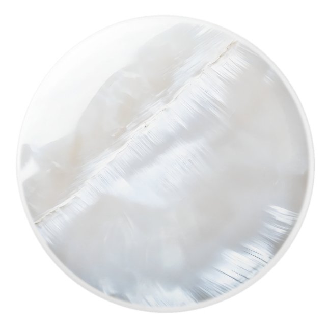 Bouton De Porte En Céramique Motif White Pearl Nacre (Devant)