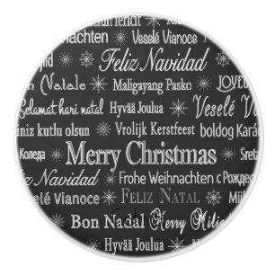 Bouton De Porte En Céramique Multi-language Merry Christmas Thunder_Cove